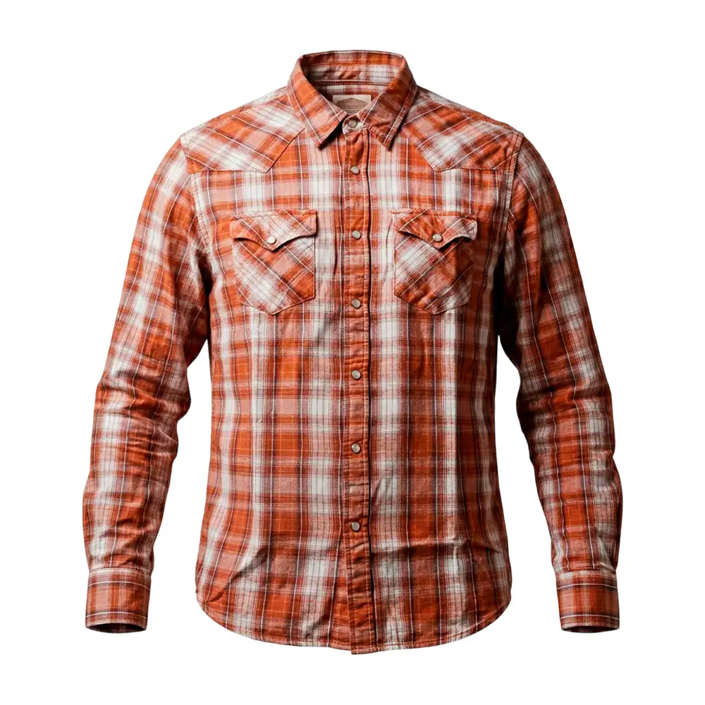 Camisa levis de vestir en tonos naranjas, manga larga, variedad de ta…