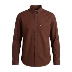 Camisa levis original de vestir, manga larga lisa en color café, vari…