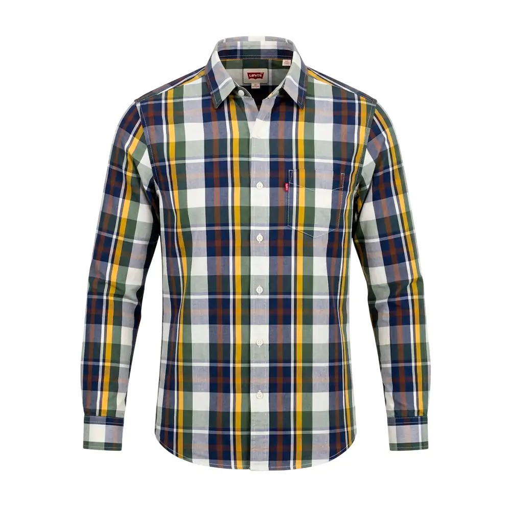 Camisa estándar levis de manga larga con diseño de cuadros multicolor…