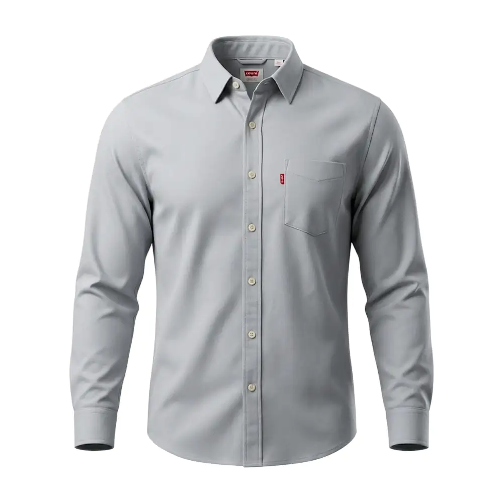Camisa levis de vestir, manga larga + bolsillo en color gris, varieda…