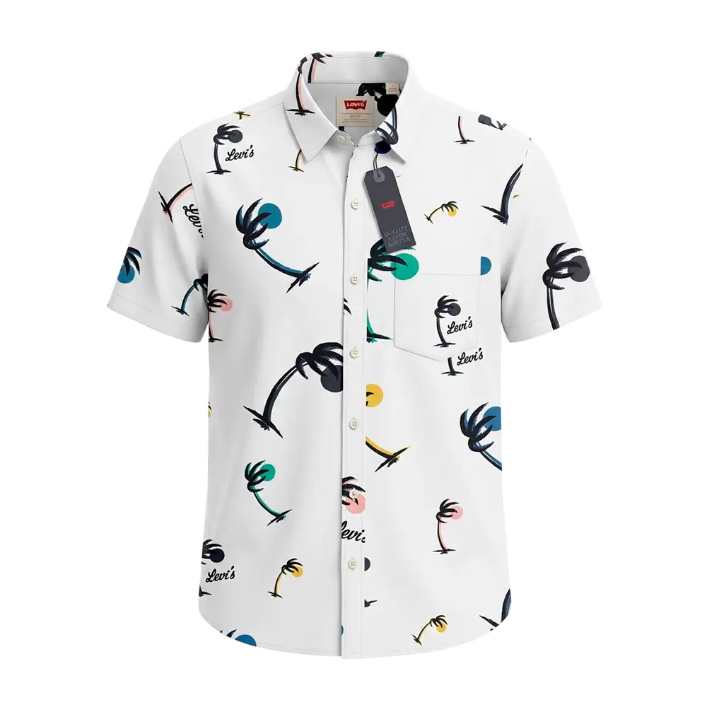 Camisa levis original casual de manga corta con estampado de playa, v…
