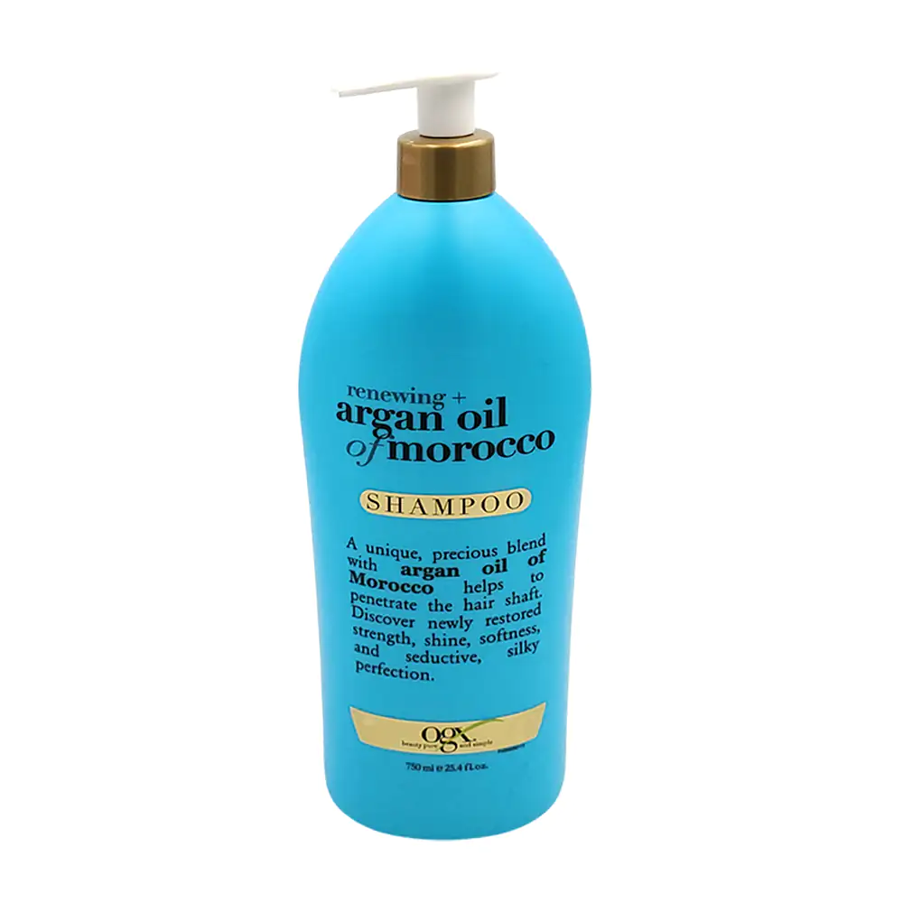 Shampoo ogx de 750ml con extracto de argán para el cabello maltratado