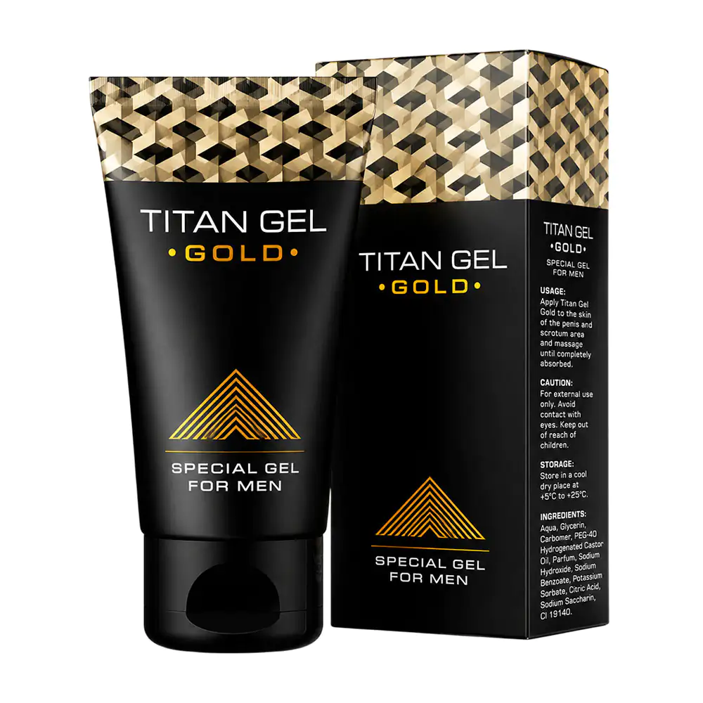 Retardante masculino titan gel dorado, a base de agua con sensación e…