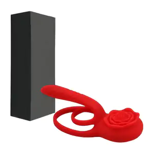 Anillo vibrador masculino de silicón + rosa estimulante para chicas, …