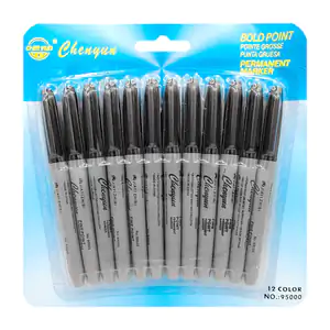Paquete con 12 plumones - marcadores de punta fina color negro, perma…