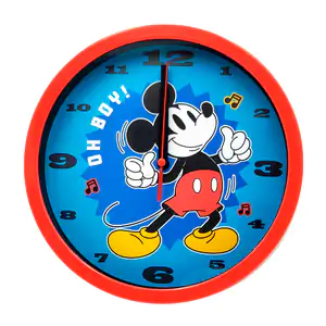 Reloj redondo análogo de pared de 20cm con estampado de mickey mouse