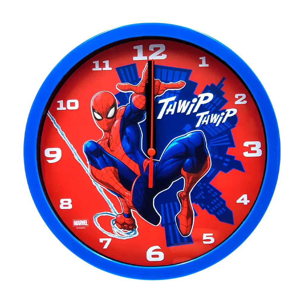 Reloj redondo análogo de pared de 20cm con estampado de spider man