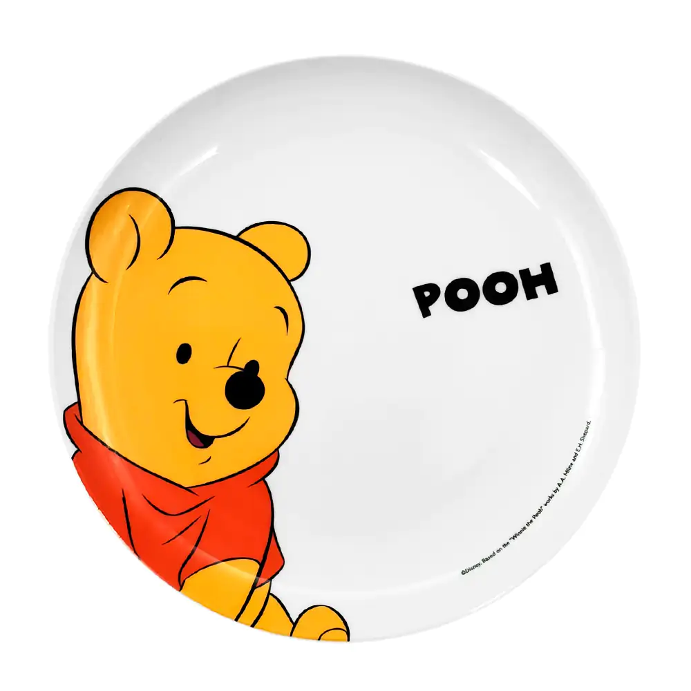 Plato semi hondo de melamina con estampado de winnie poo, 21cm