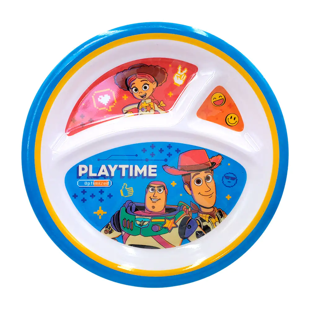 Plato de melanina con 3 separaciones para comida y estampado de toy s…