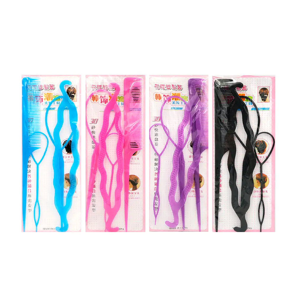Paquete con peine y 3 accesorios para hacer peinados, variedad de col…
