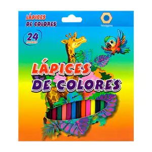 Paquete con 24 lápices de colores de madera hexagonal, variedad de co…