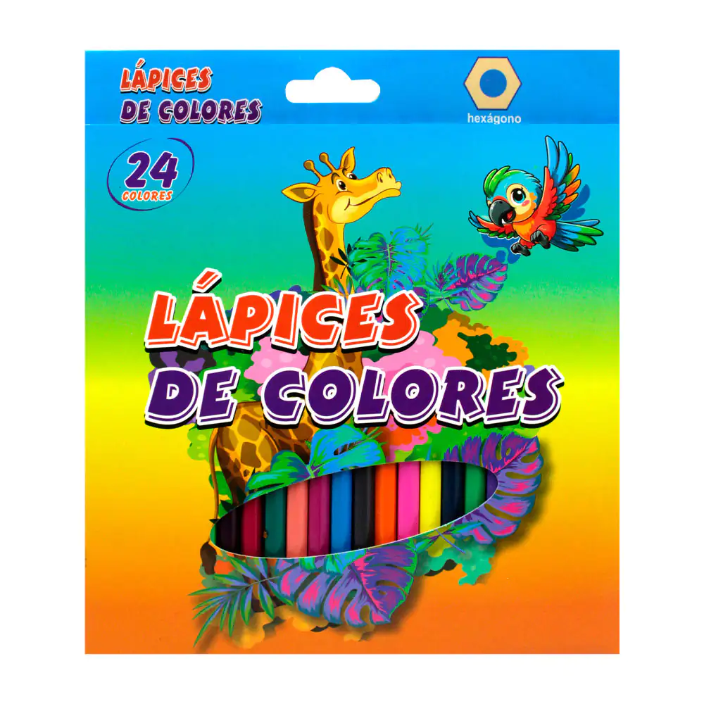 Paquete con 24 lápices de colores de madera hexagonal, variedad de co…