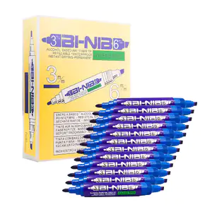 Paquete con 12 marcadores permanentes color azul de doble punta / b21…