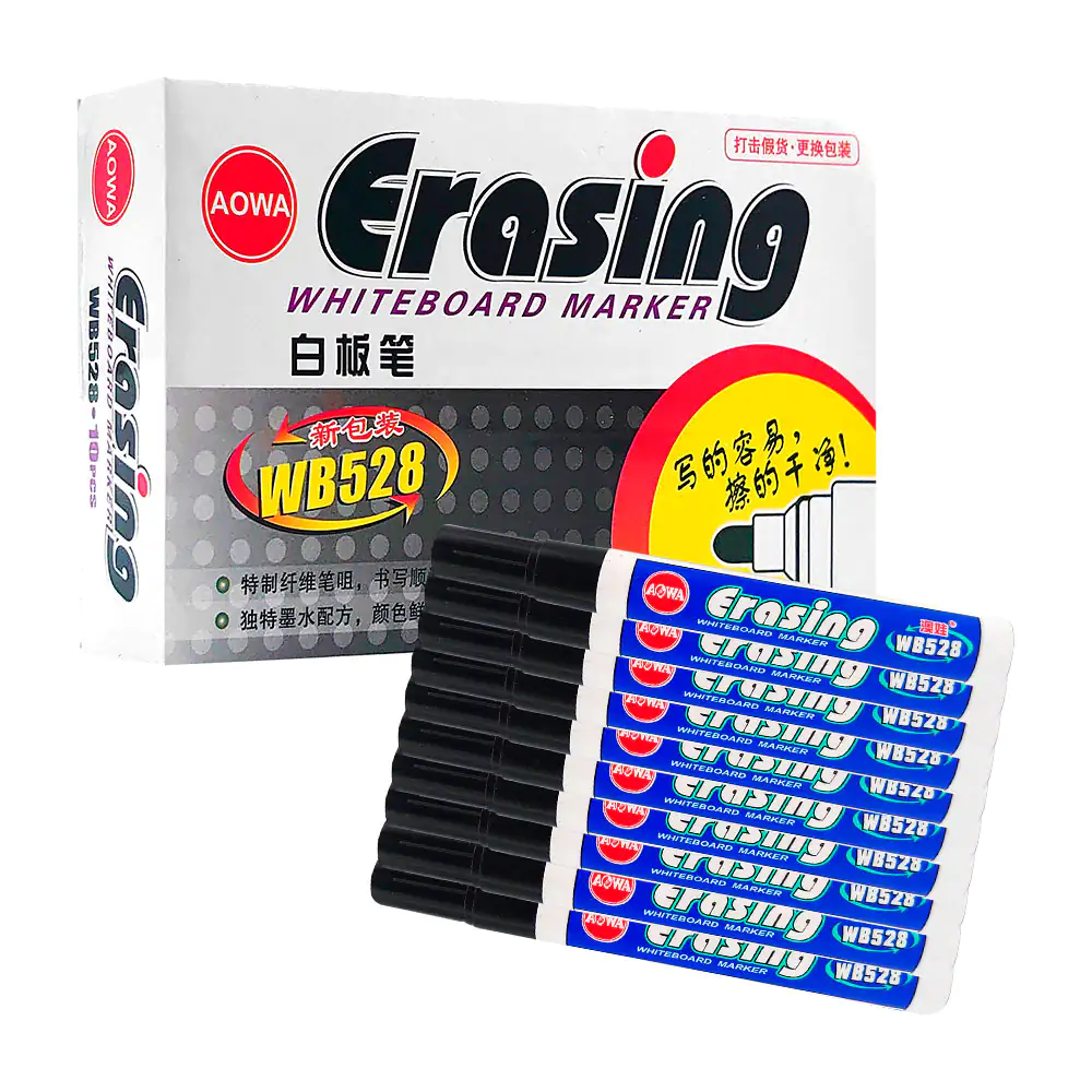 Paquete con 10 marcadores erasing color negro para pizarrón blanco / …