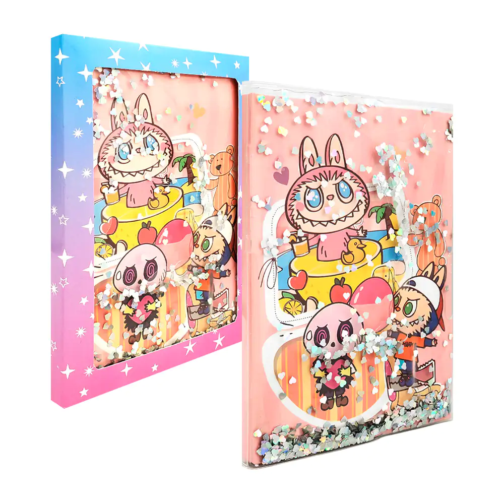 Cuaderno de labubu + funda transparente con agua y figuras, variedad …