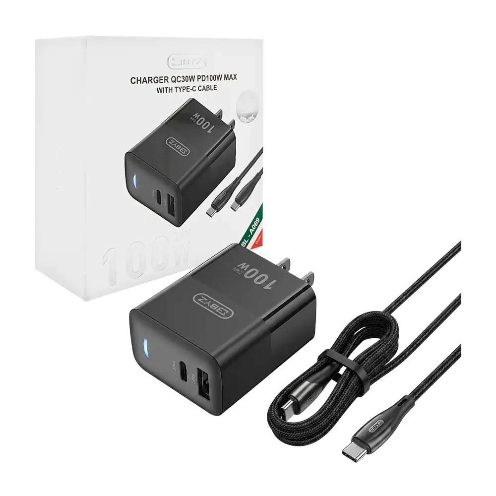 Combo cargador byz carga ultra rápida 100w, cubo usb-a y usb-c, cable…