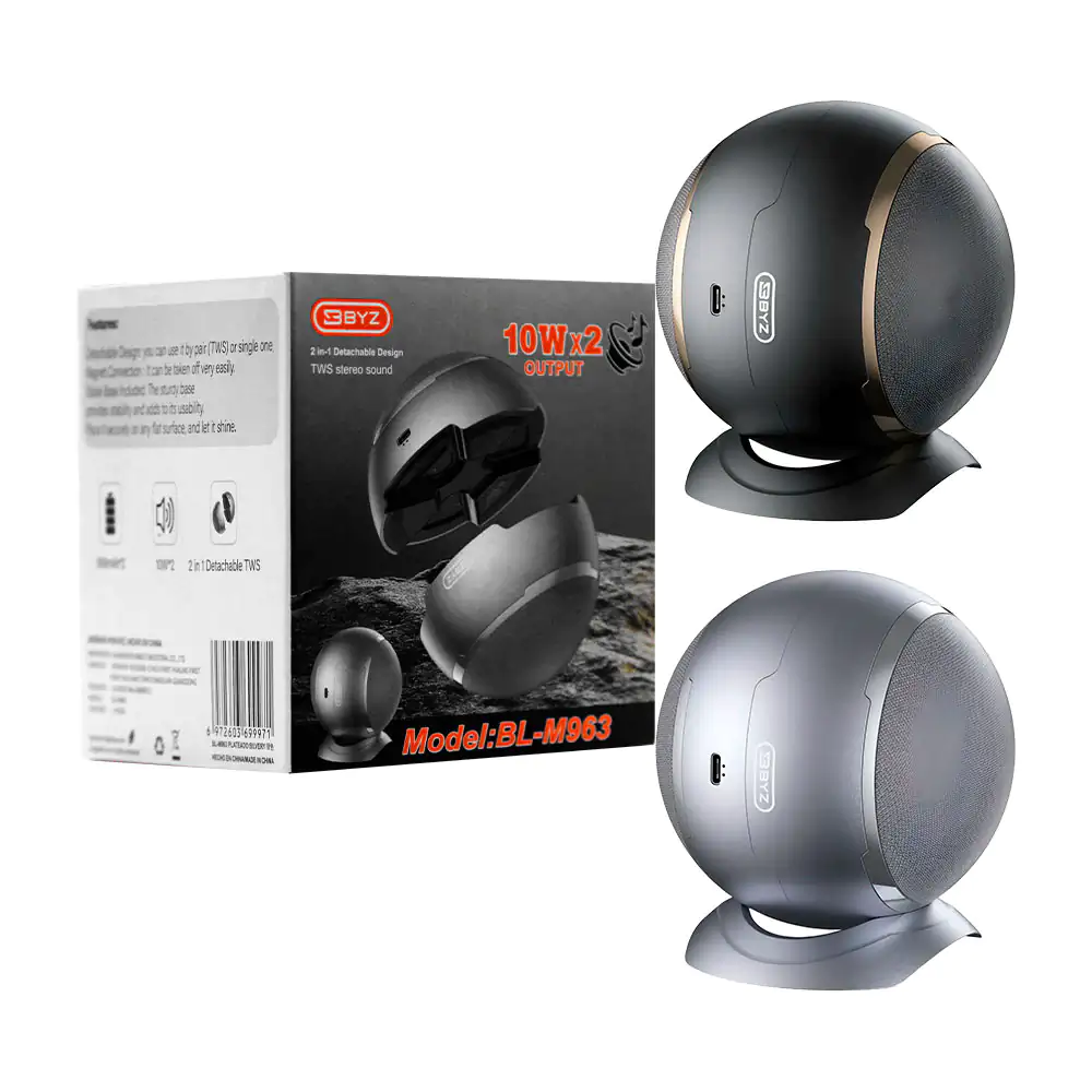Bocina byz inalámbrica, redonda 2en1, magnética, sonido estéreo dual …
