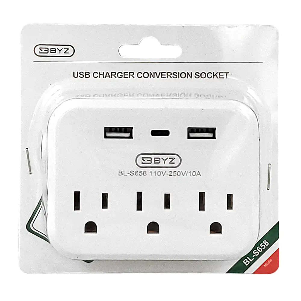 Multicontacto byz cargador con 3 puertos triple conectores, 2 usb-a y…