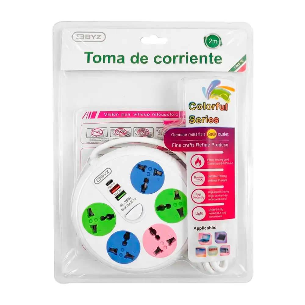 Multicontacto byz 5 puertos de carga universales + 2 usb-a y 1 usb-c …