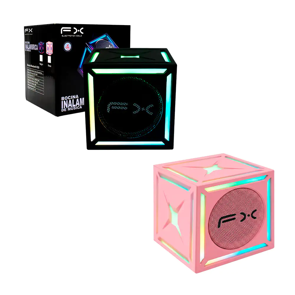 Bocina pequeña fx inalámbrica con forma cuadrada + luz rgb / bs-1368