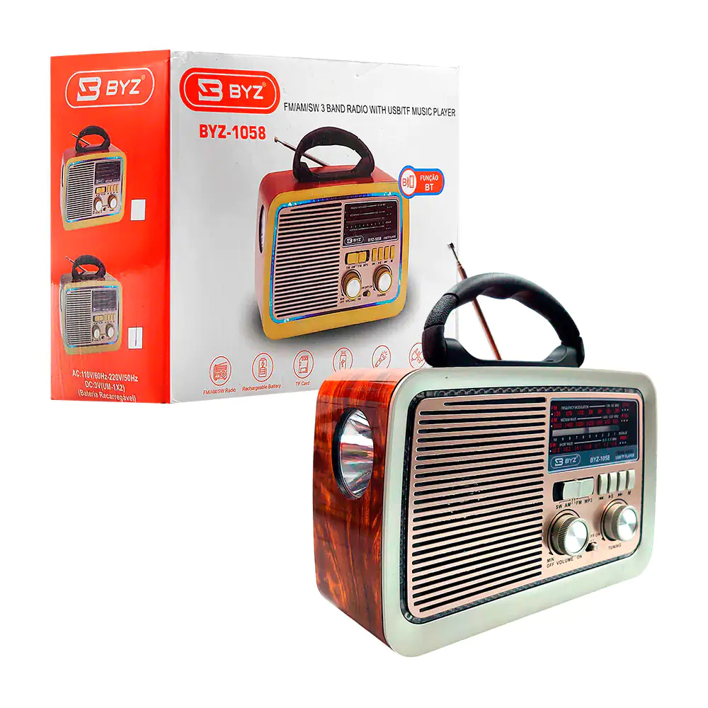 Radio bocina byz, inalámbrico, multiconexión + linterna, variedad de …