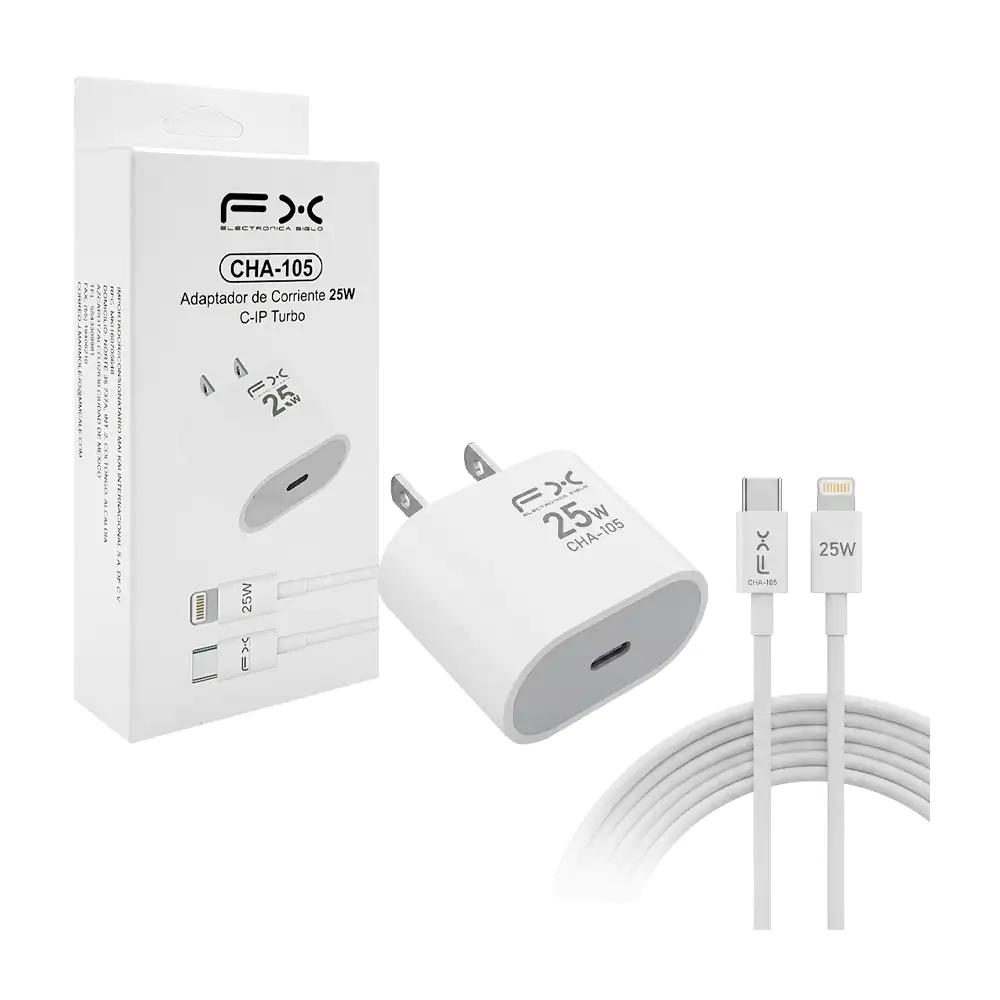 Combo cargador turbo con cable entrada usb - c a lightning, 25w / cha…
