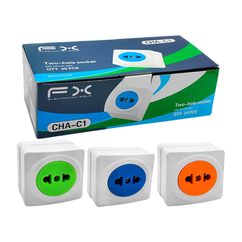 1pza Enchufe eléctrico fx de sobreponer, adaptador europeo