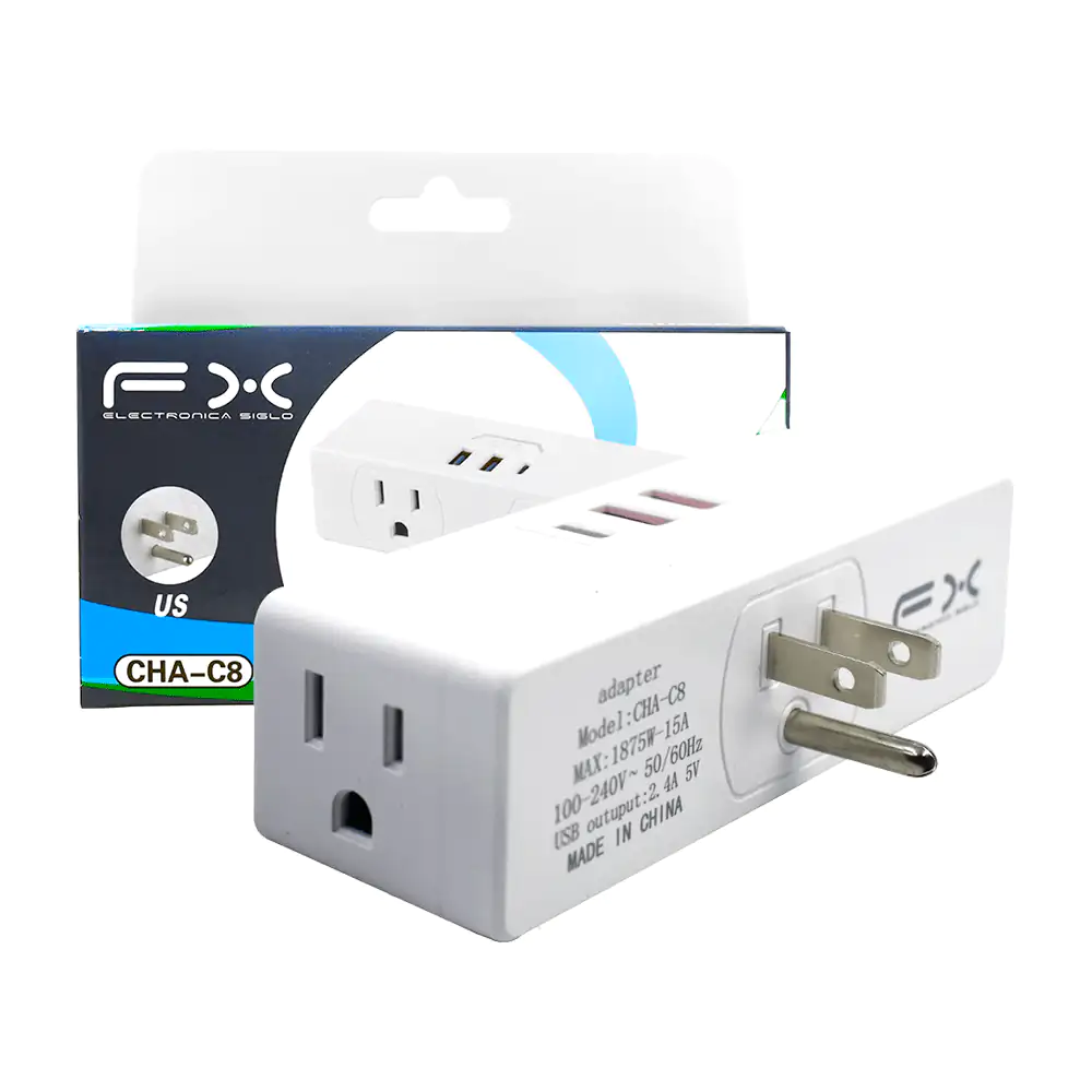 Adaptador multicontacto con 4 enchufes, 2 puertos usb + 1 puerto tipo…