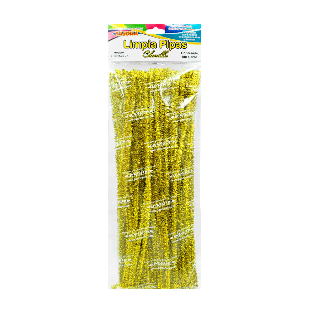 Paquete con 100pz de limpia pipas en color amarillo-dorado en tono me…