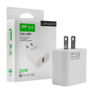 Cubo cargador fx de carga rápida, 20w con puerto usb / cig-50u
