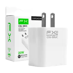 Cubo cargador fx de carga rápida, 20w con puerto usb + puerto tipo c …