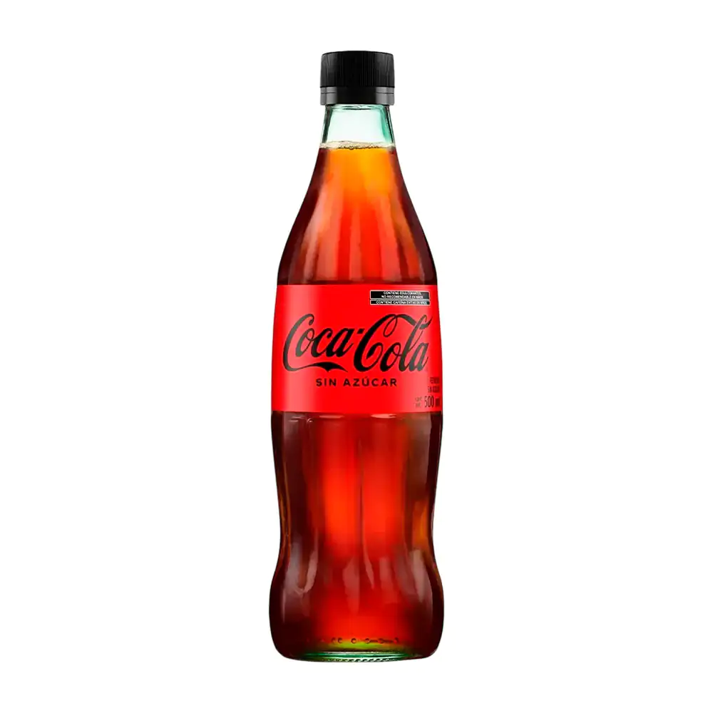 1pz coca cola zero sin azucar de vidrio, 500ml / cocz500