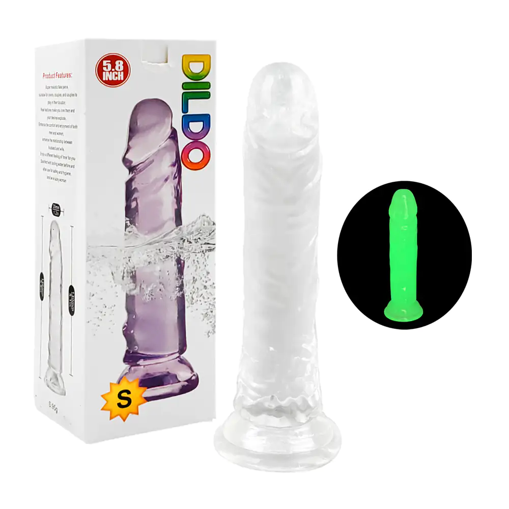 Dildo consolador fluorescente de goma texturizada, 5.8in - 15cm, vari…