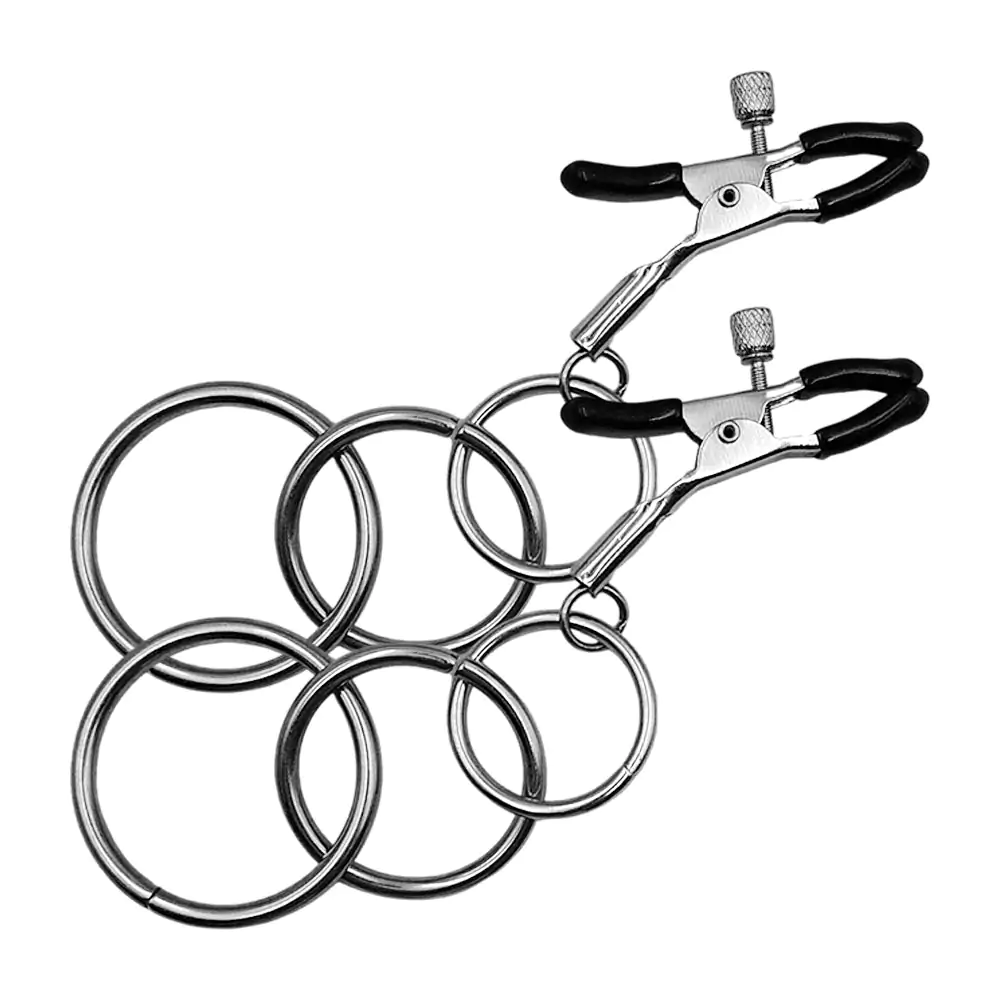 Par de pezoneras metálicas con 3 argollas de diferentes medidas, 16cm…