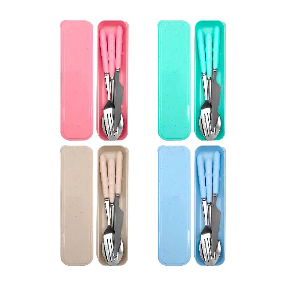 Set de 3 cubiertos en color plata con mango ergonómico, variedad + es…