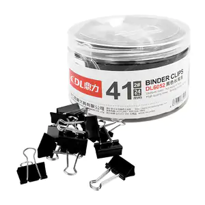 Bote transparente con 24 clips mariposa de 4.1cm, #2 / binder clips /…