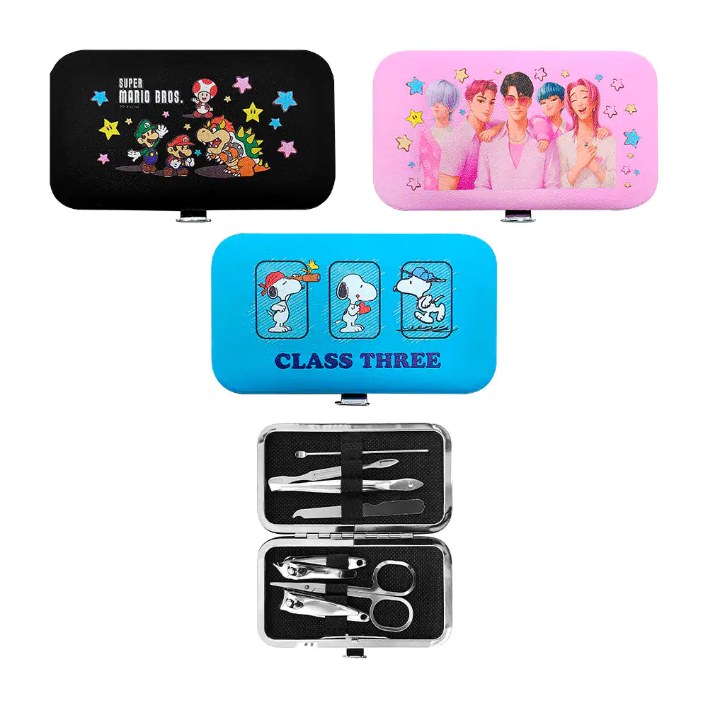 Mini estuche con 2 cortauñas y 5 accesorios metálicos para realizar m…