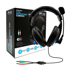 Audifonos gamer fx alámbricos de diadema con cancelación de ruido + m…