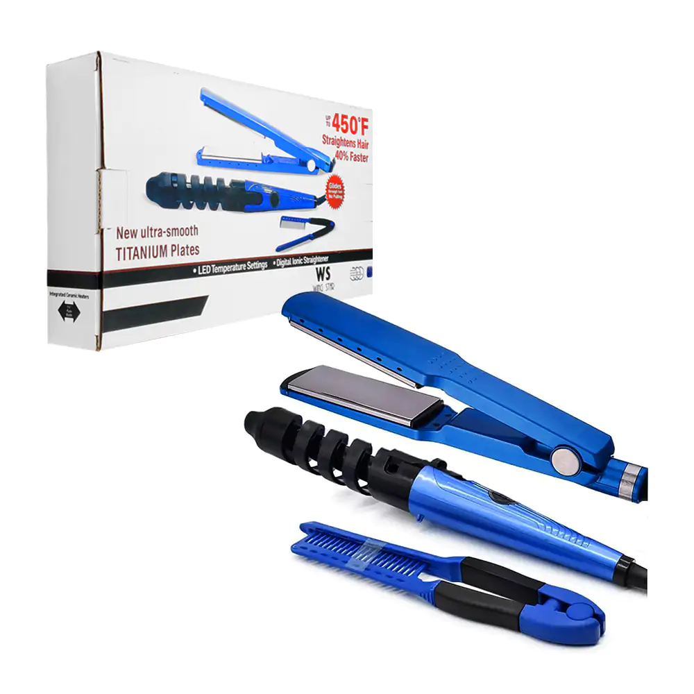Kit 2 en 1 plancha y rizadora, placas de cerámica y potencia de 450°F…