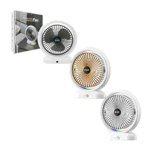 Ventilador redondo con base para escritorio, ángulo ajustable y silen…