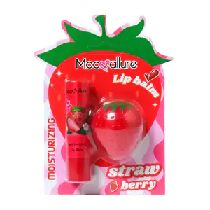 Blíster con humectante hidratante para labios + labial en sabor fresa