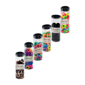Bote cilíndrico con ligas para el cabello, variedad de colores, aroma…
