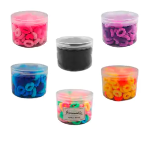 Bote de plástico con pequeñas donitas para cabello, variedad de color…