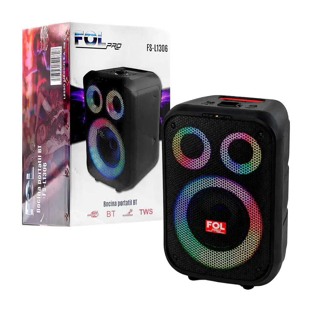 Bocina inalámbrica con sonido estéreo + micrófono karaoke y luz rgb /…