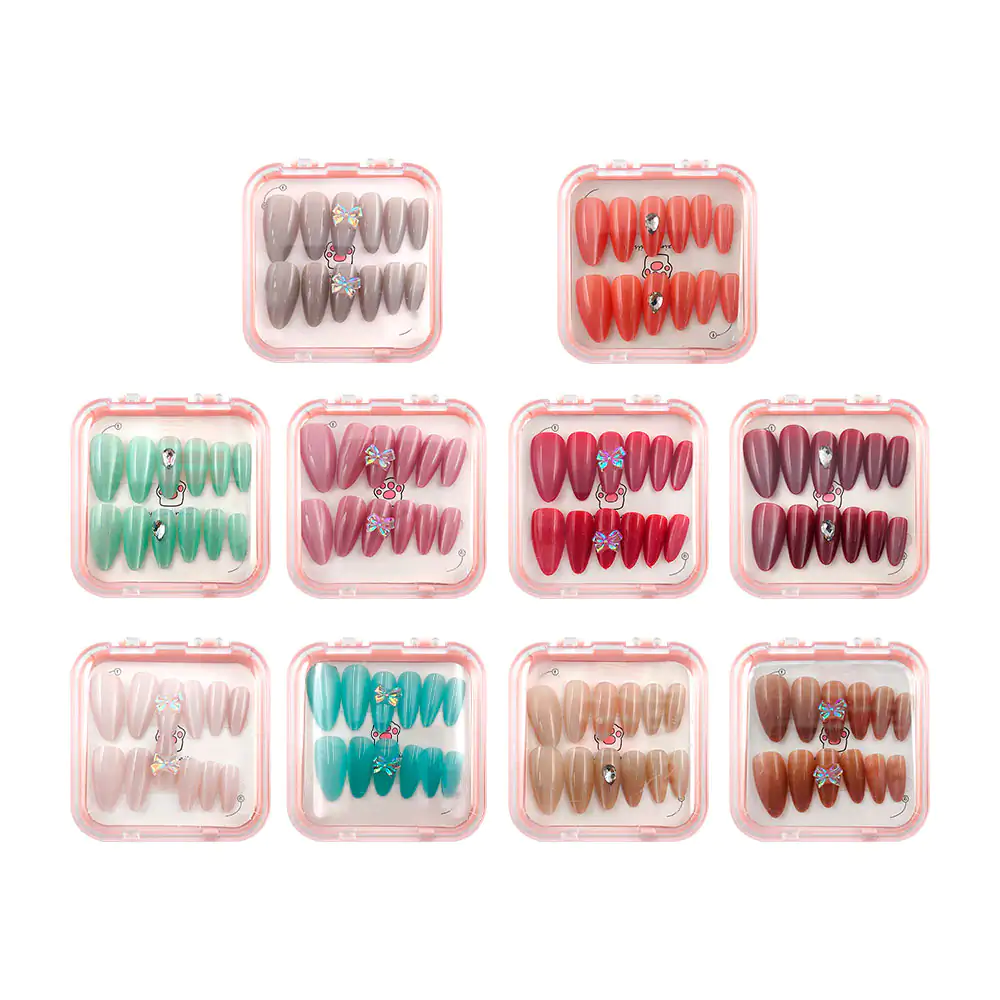 Set de 12 uñas postizas con efecto y decoración + pegamento, variedad…