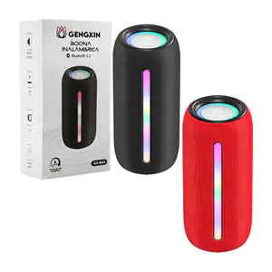 Bocina bluetooth gengxin cilíndrica en color nego con iluminación rgb…