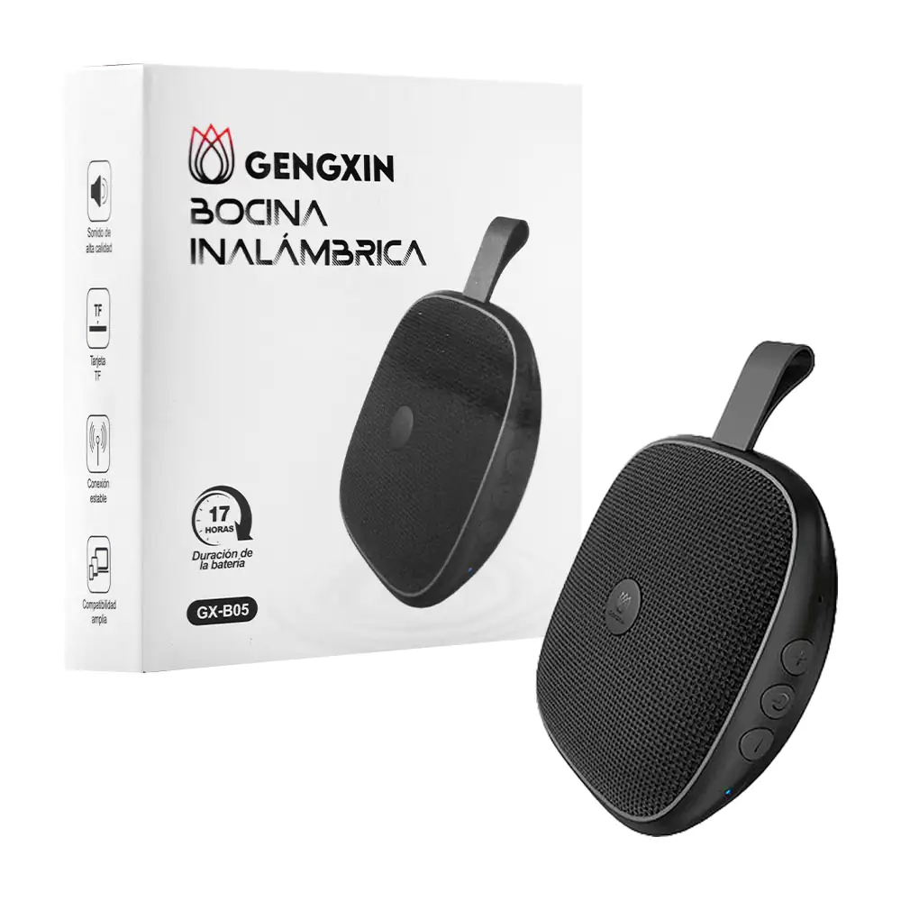 Bocina inalámbrica gengxin pequeña cuadrada en color nego con asa / g…
