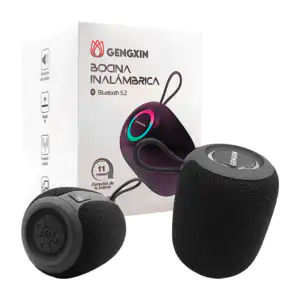 Bocina bluetooth gengxin pequeña cilíndrica en color nego con asa + l…