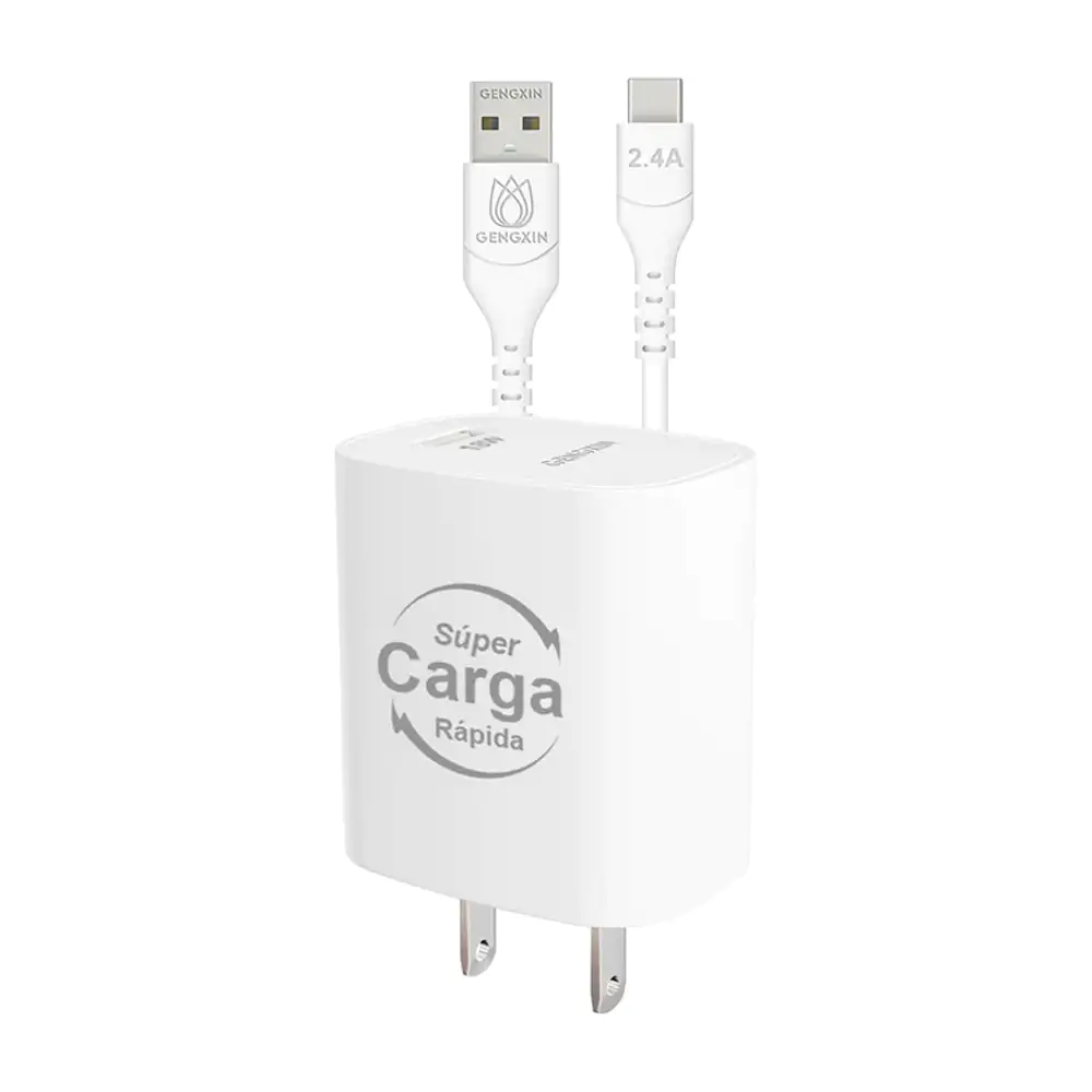 Combo cargador gengxin de 12w con puerto usb y cable usb a tipo c / g…
