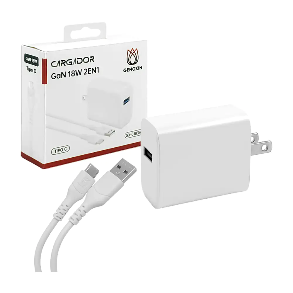Combo cargador gengxin de 18w con puerto usb y cable usb a tipo c / g…
